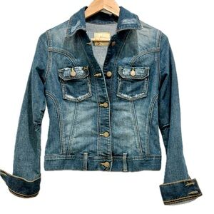 Vintage 1990’s Designer J&Company Distressed Denim Jean Jacket